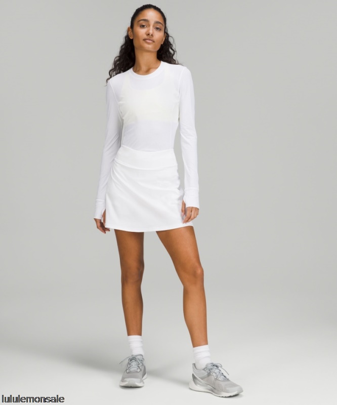 Lululemon Damen DELULU416 | Weißer Pace Rival Mittelhoher Rock Extra Lang